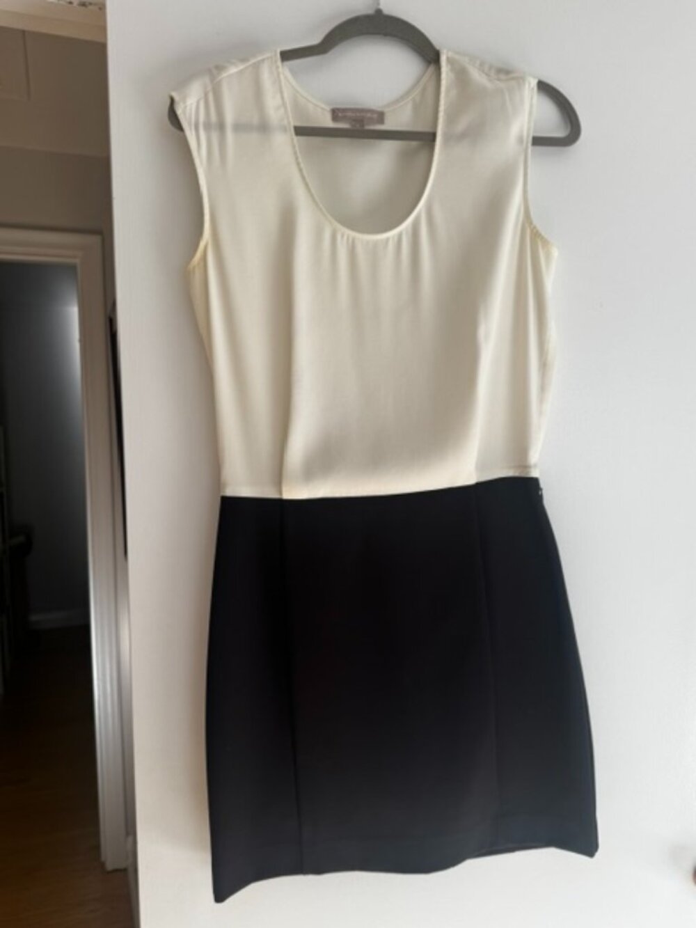 Banana Republic Cream and Black Colorblock Sheath Dress